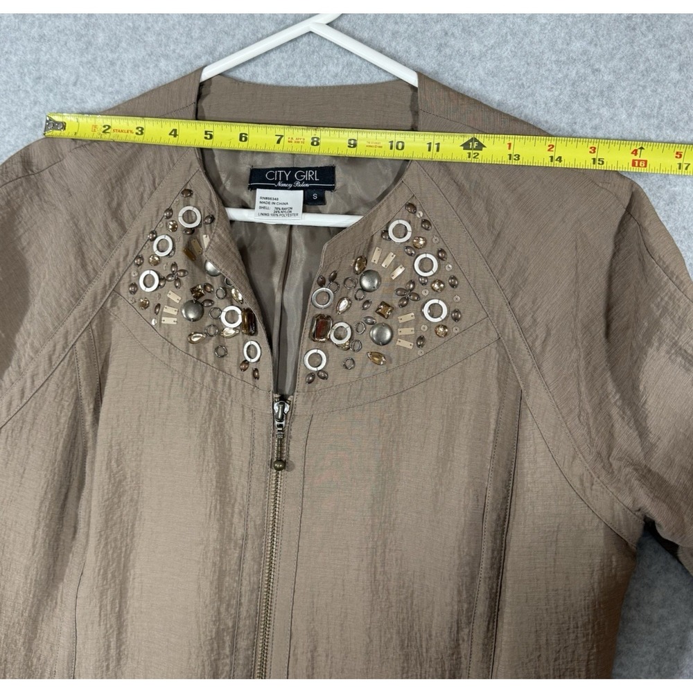 Nancy Bolen City Girl Jacket Women's Size Small Light Brown Lined Zip Up Pockets - Picture 5 of 10